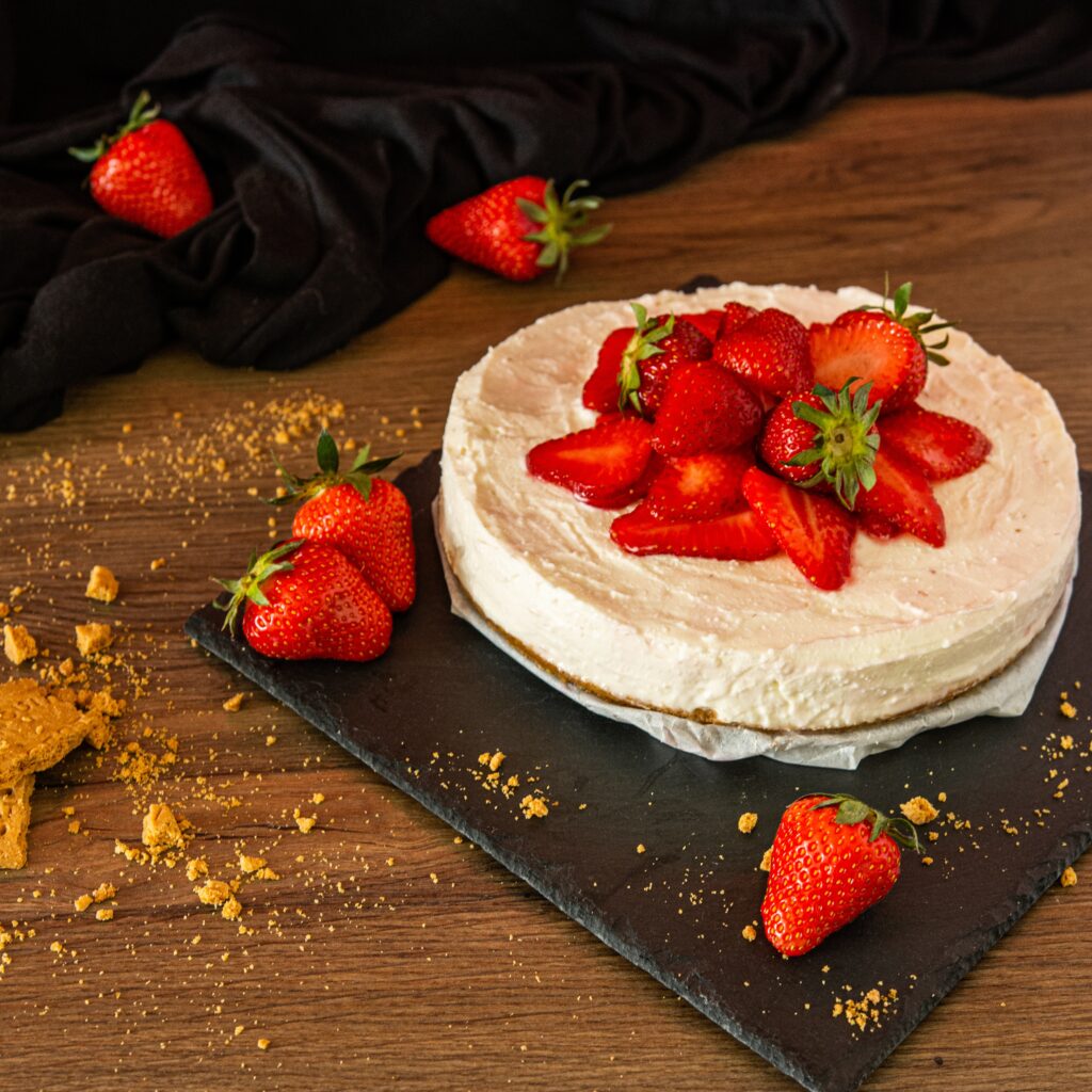 No bake aardbeien cheesecake