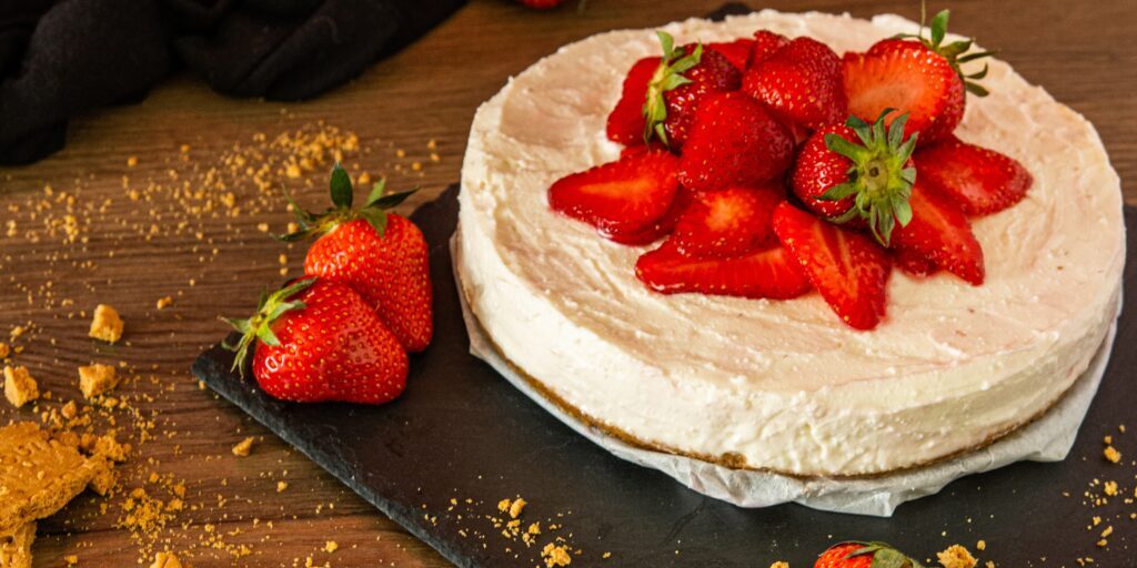 No bake aardbeien cheesecake